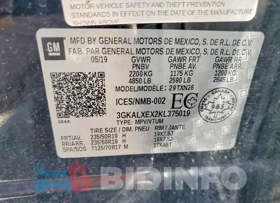 3GKALXEX2KL375019 Photo# 13