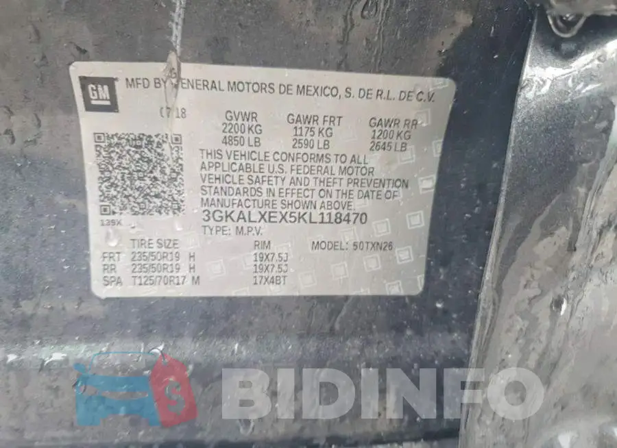 3GKALXEX5KL118470 Photo# 13