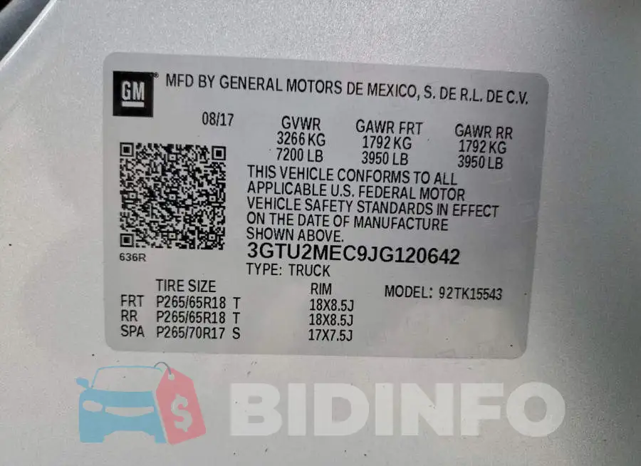 3GTU2MEC9JG120642 Photo# 13