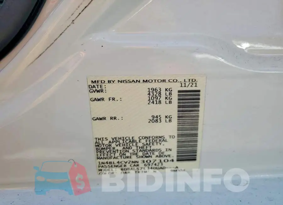 1N4BL4CV2NN307104 Photo# 13