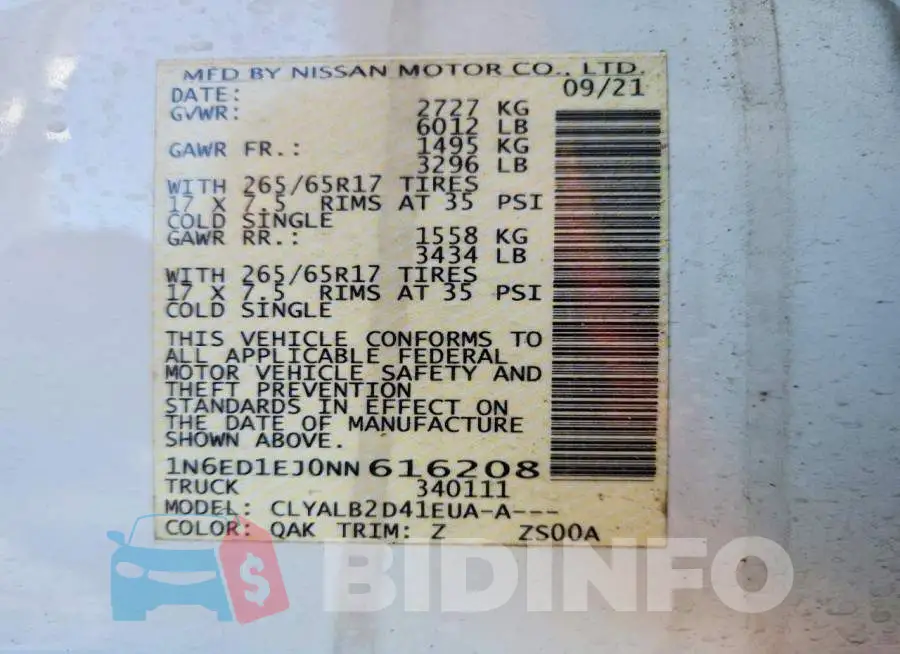 1N6ED1EJ0NN616208 Photo# 13