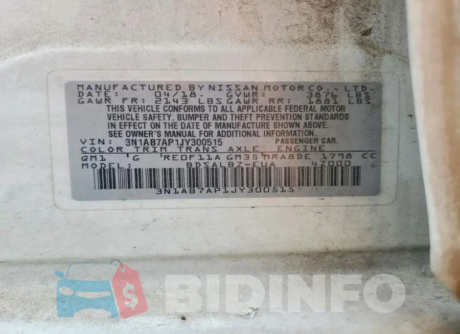 3N1AB7AP1JY300515 Photo# 12