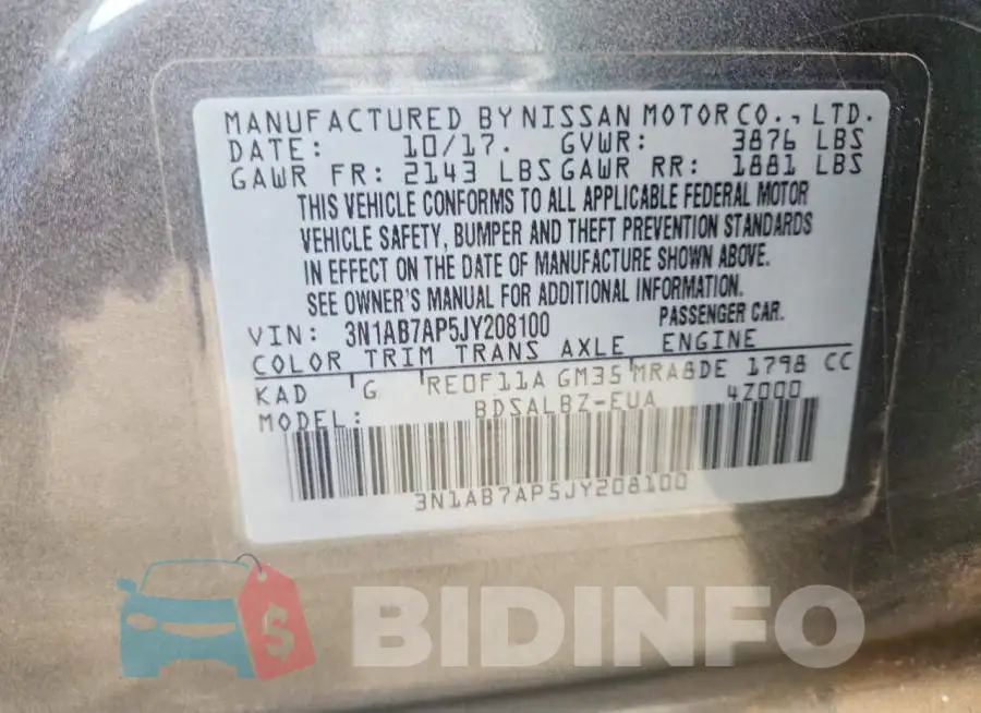 3N1AB7AP5JY208100 Photo# 12