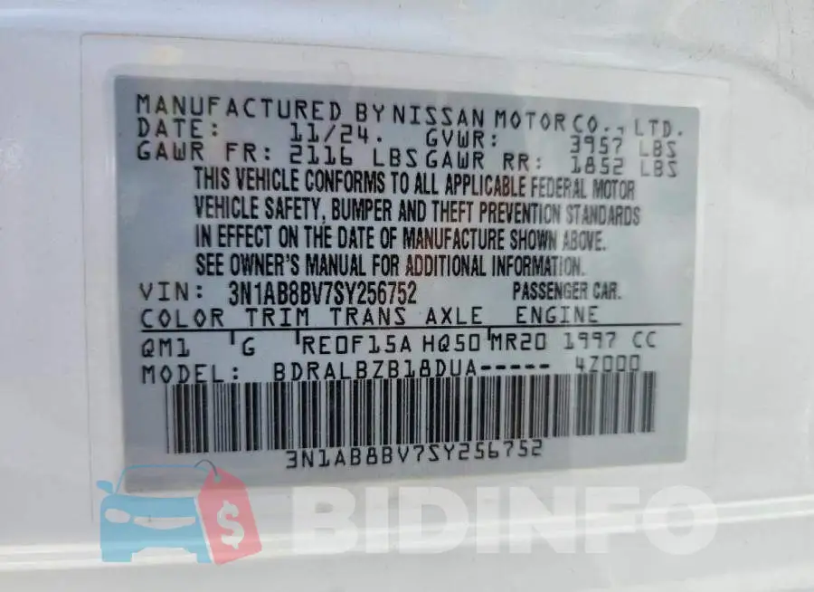 3N1AB8BV7SY256752 Photo# 13
