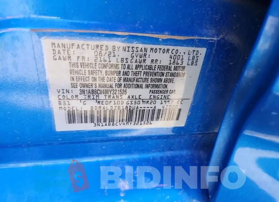 3N1AB8CV4MY321526 Photo# 12