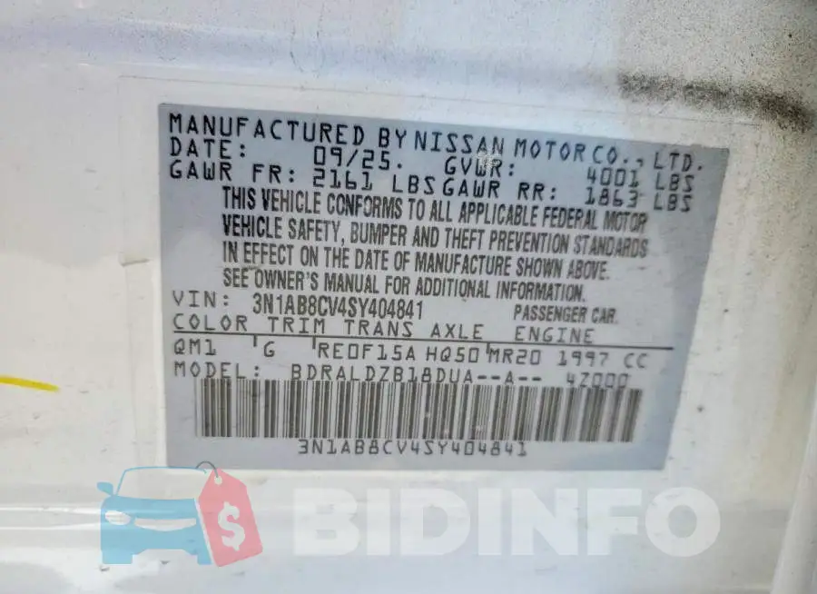 3N1AB8CV4SY404841 Photo# 12