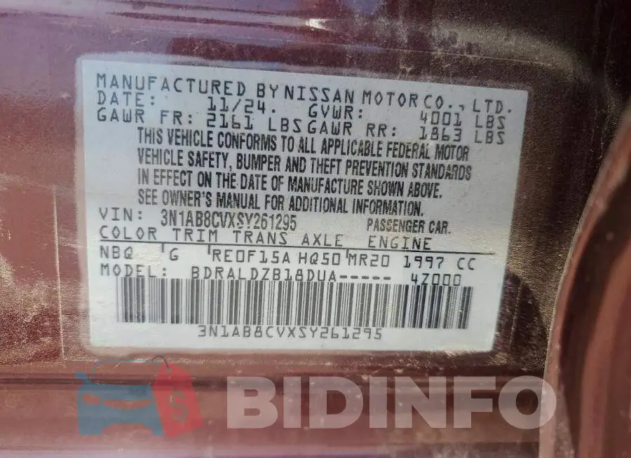 3N1AB8CVXSY261295 Photo# 12