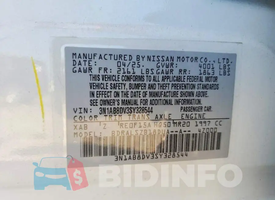 3N1AB8DV3SY328544 Photo# 12
