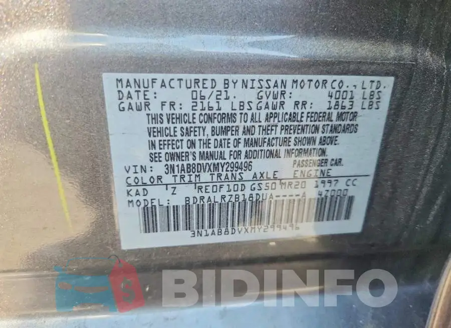 3N1AB8DVXMY299496 Photo# 12