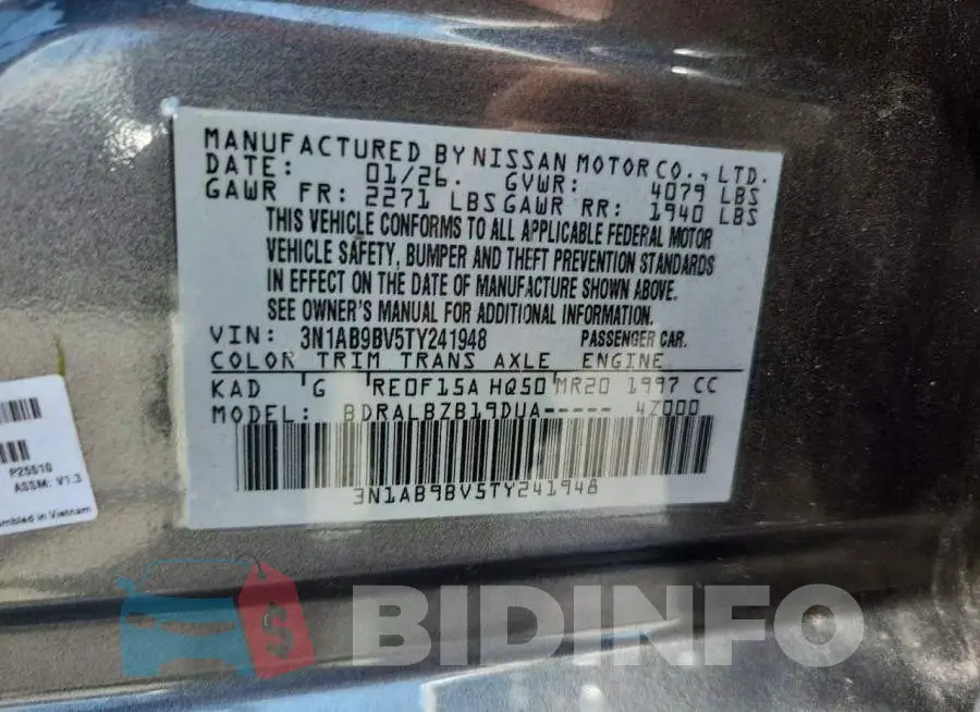 3N1AB9BV5TY241948 Photo# 12