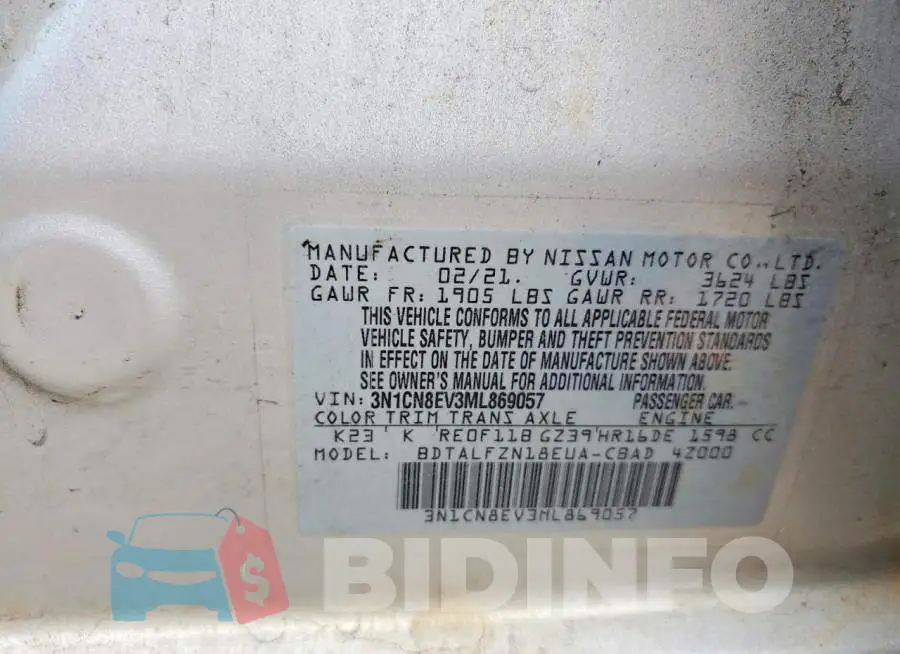 3N1CN8EV3ML869057 Photo# 13