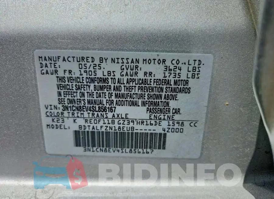 3N1CN8EV4SL856167 Photo# 12