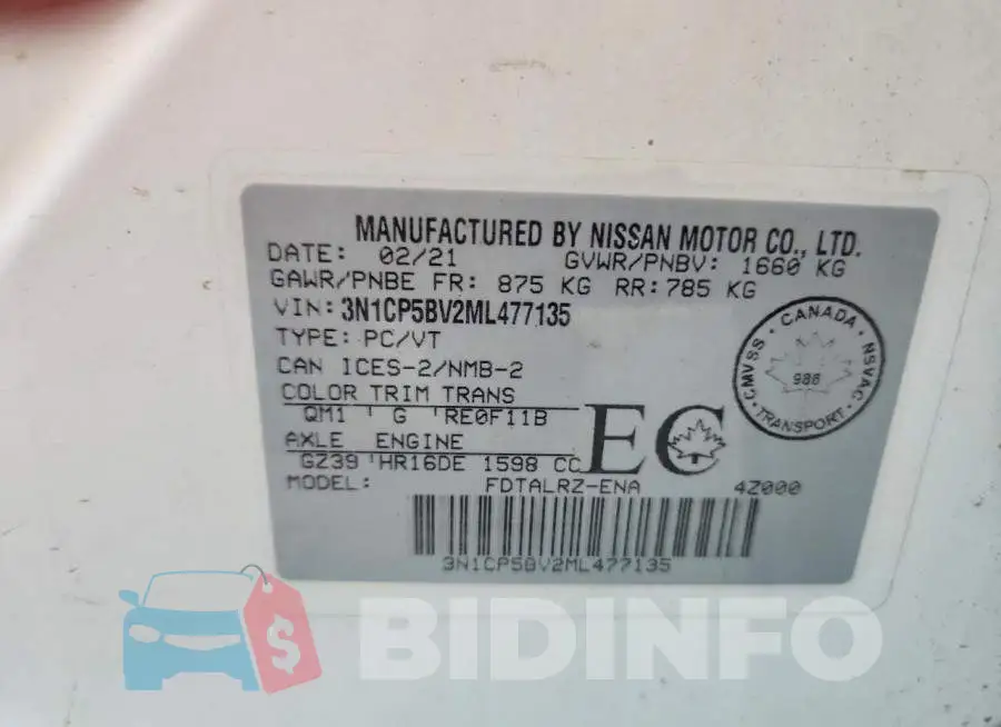 3N1CP5BV2ML477135 Photo# 13