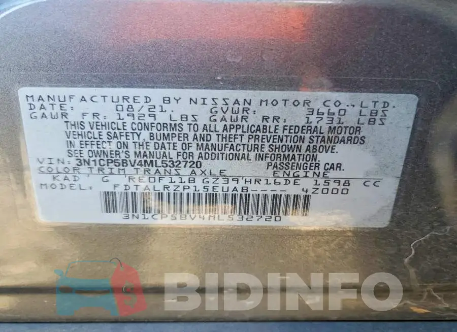 3N1CP5BV4ML532720 Photo# 13
