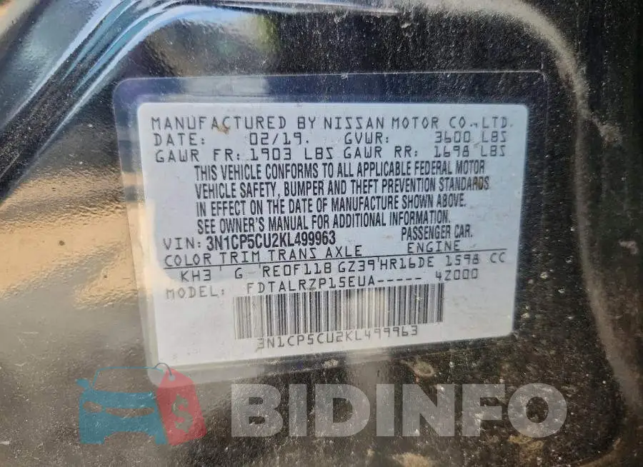 3N1CP5CU2KL499963 Photo# 13