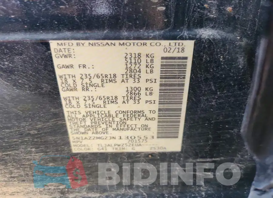 5N1AZ2MG2JN130553 Photo# 13