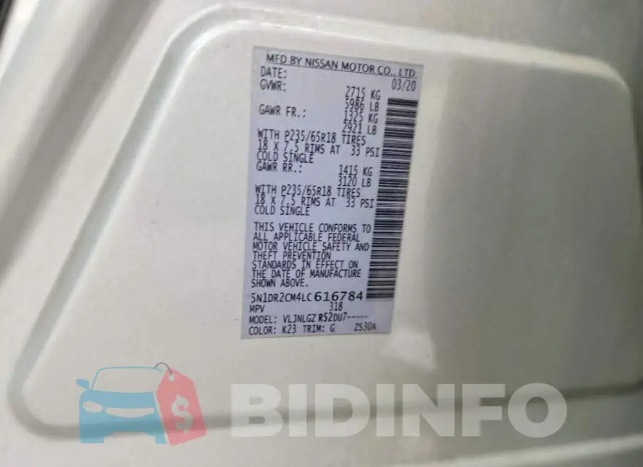 5N1DR2CM4LC616784 Photo# 13