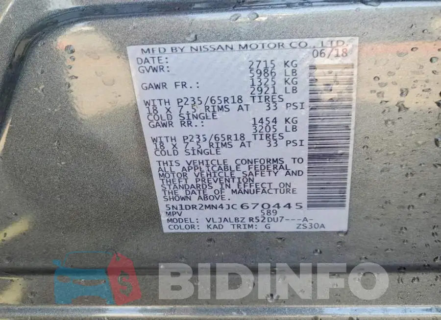 5N1DR2MN4JC670445 Photo# 14