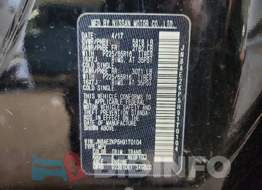JN8AE2KP5H9170104 Photo# 13