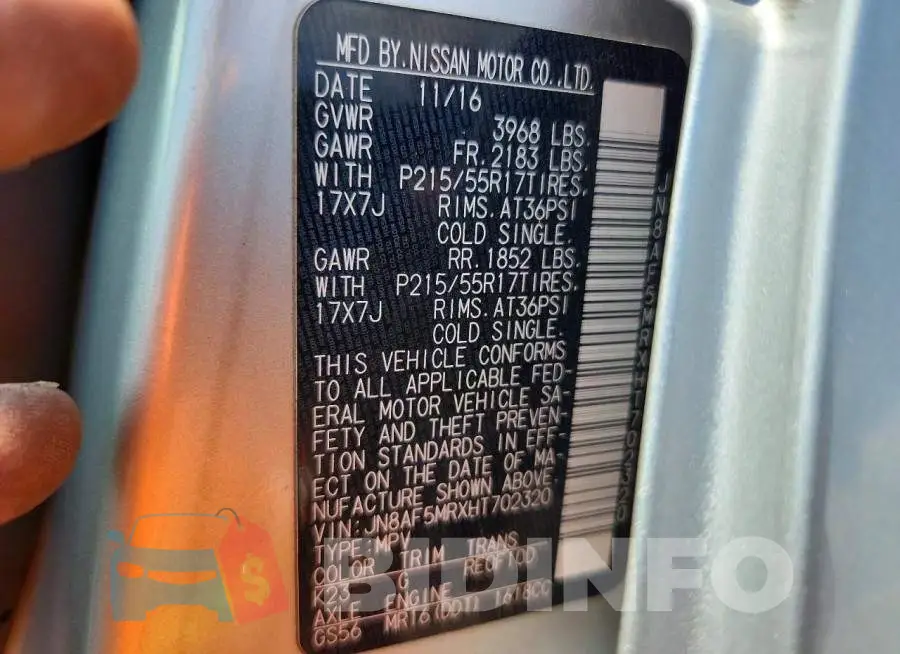 JN8AF5MRXHT702320 Photo# 12