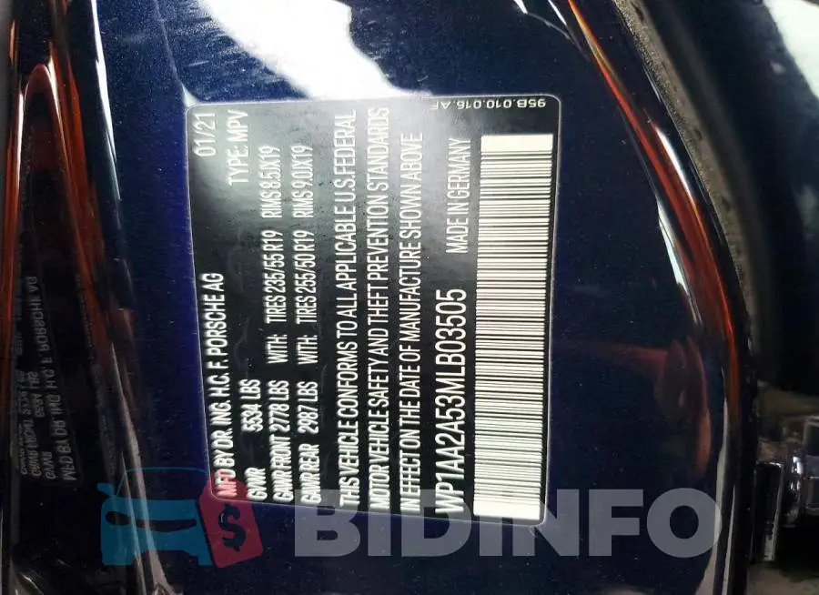 WP1AA2A53MLB03505 Photo# 13