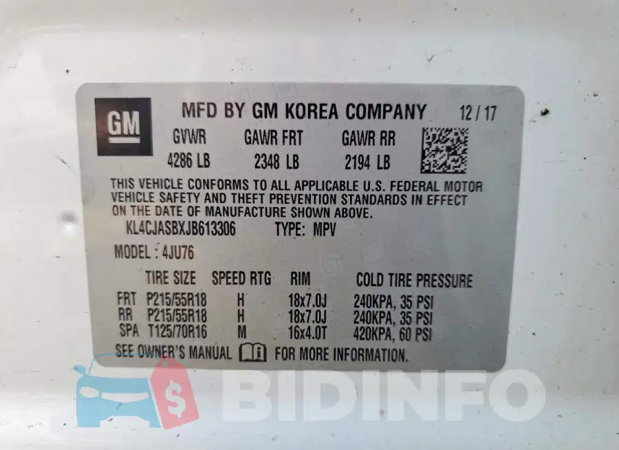 KL4CJASBXJB613306 Photo# 13