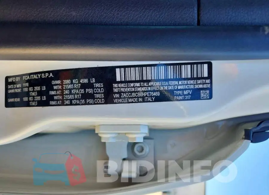 ZACCJBCB6HPE76469 Photo# 13