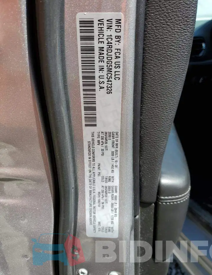 1C4RDJDG5MC547326 Photo# 14