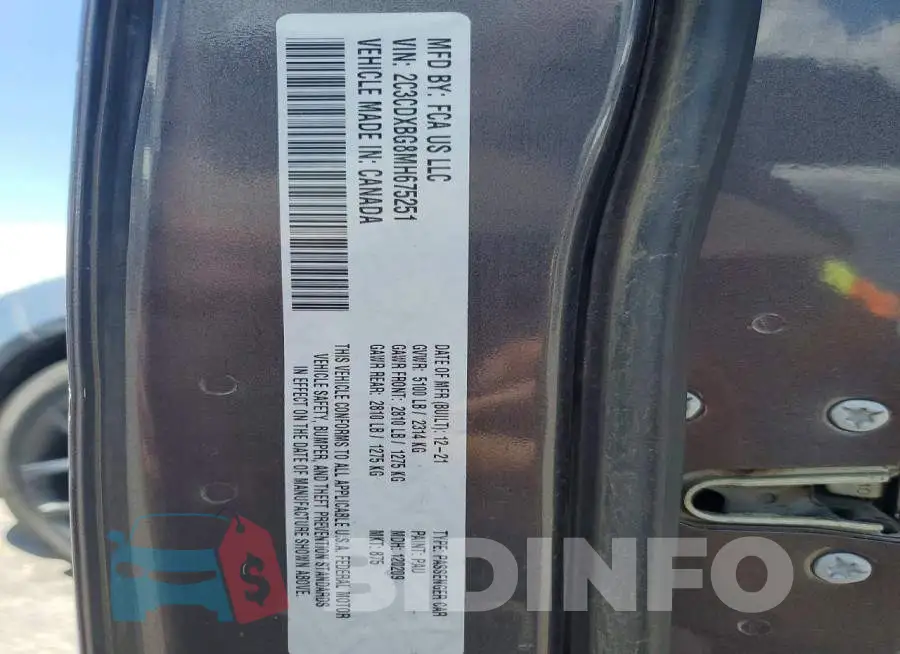 2C3CDXBG8MH675251 Photo# 12