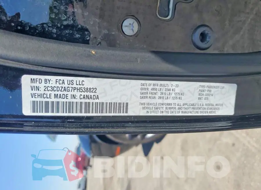 2C3CDZAG7PH538822 Photo# 12