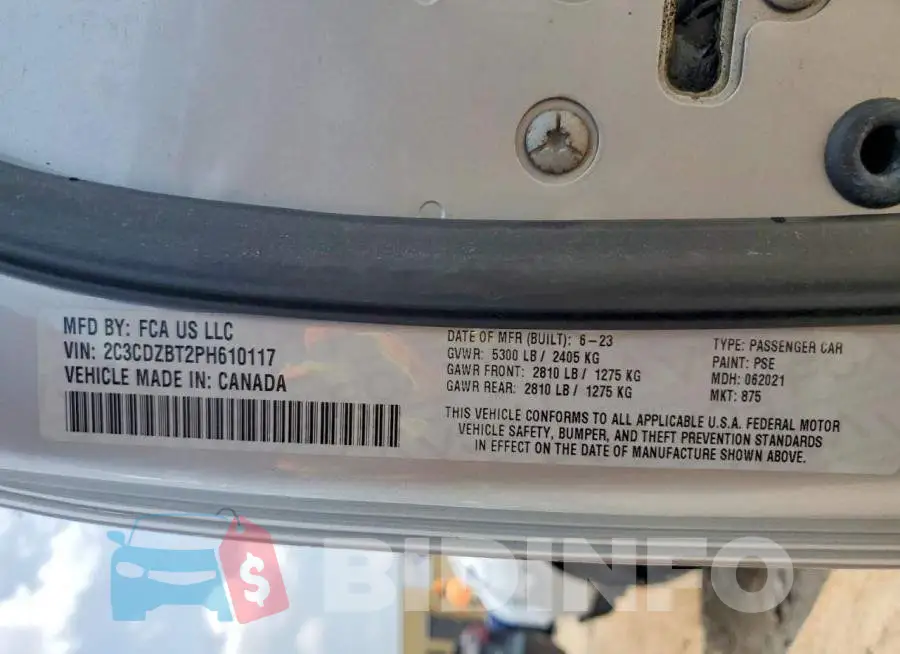 2C3CDZBT2PH610117 Photo# 13