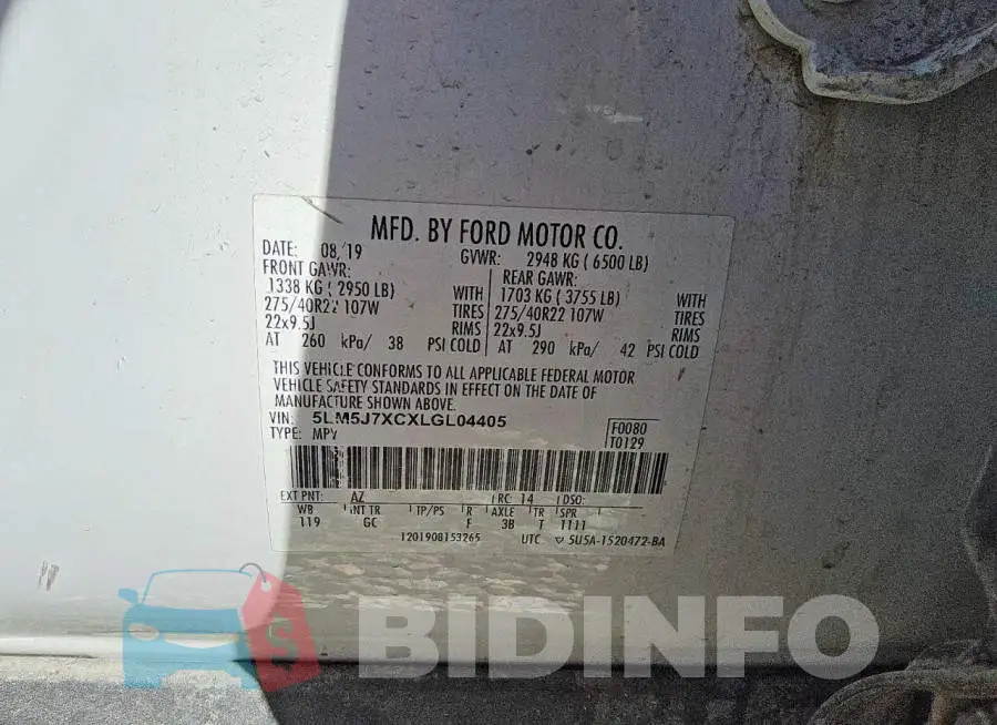 5LM5J7XCXLGL04405 Photo# 14