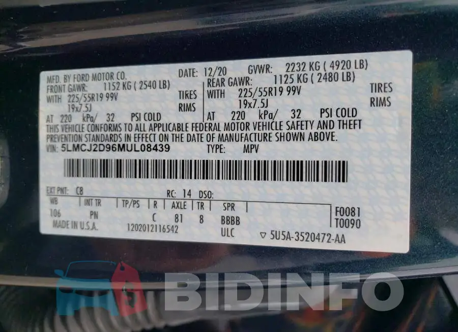 5LMCJ2D96MUL08439 Photo# 12