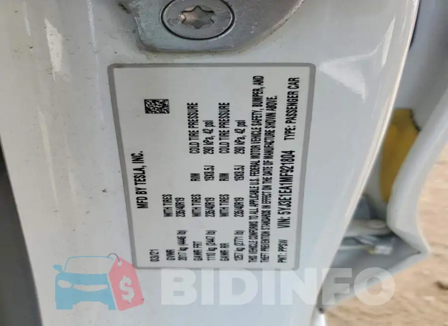5YJ3E1EA1MF921804 Photo# 13