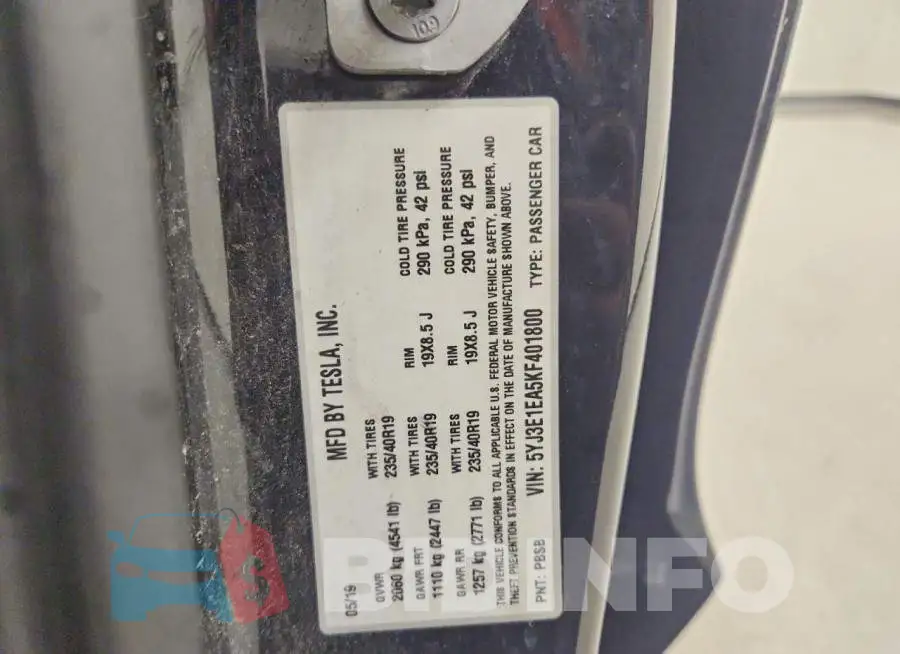 5YJ3E1EA5KF401800 Photo# 11