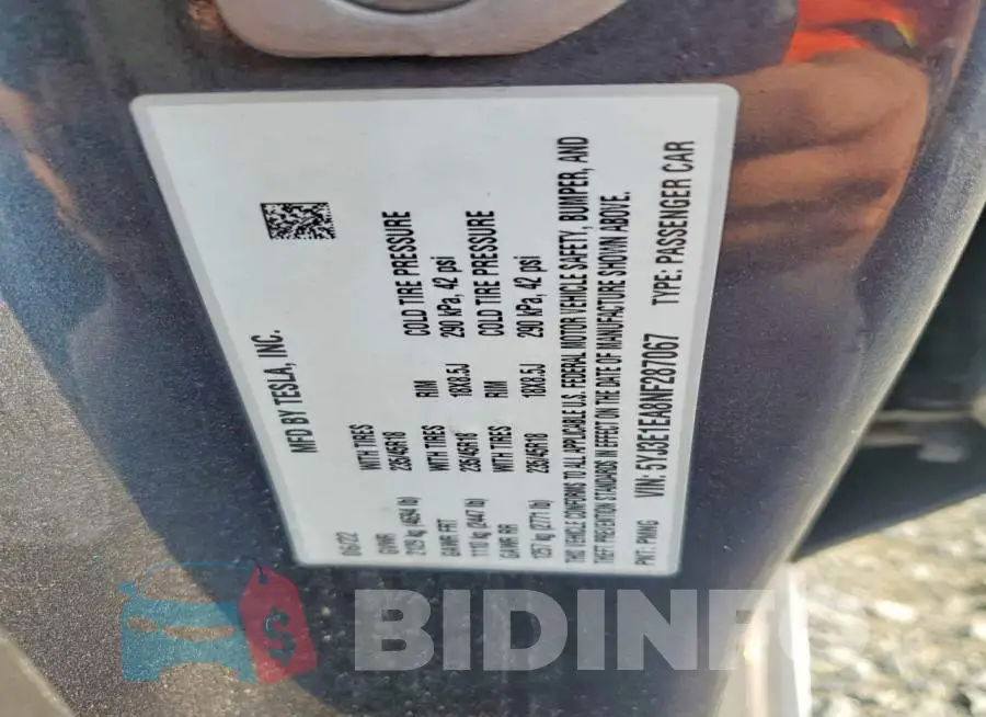 5YJ3E1EA8NF287067 Photo# 12