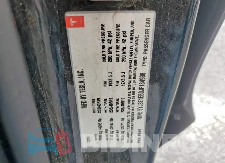 5YJ3E1EB0JF184938 Photo# 12