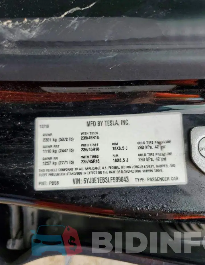 5YJ3E1EB3LF599643 Photo# 12