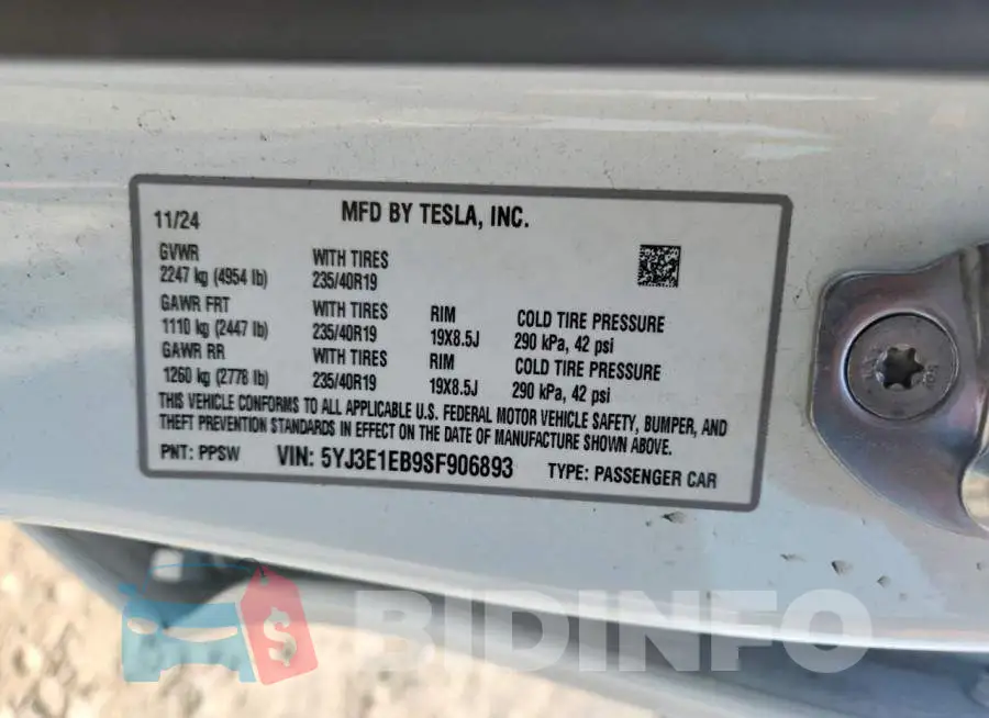 5YJ3E1EB9SF906893 Photo# 12