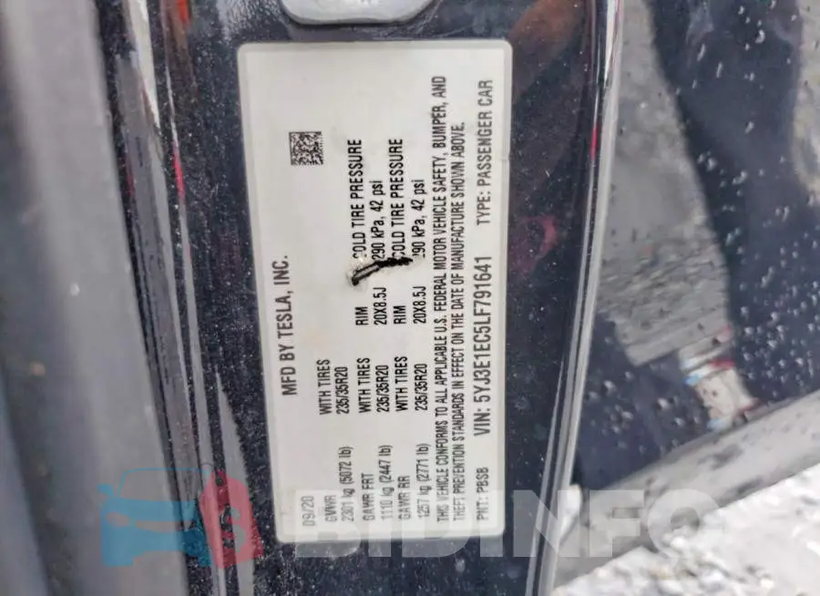 5YJ3E1EC5LF791641 Photo# 12