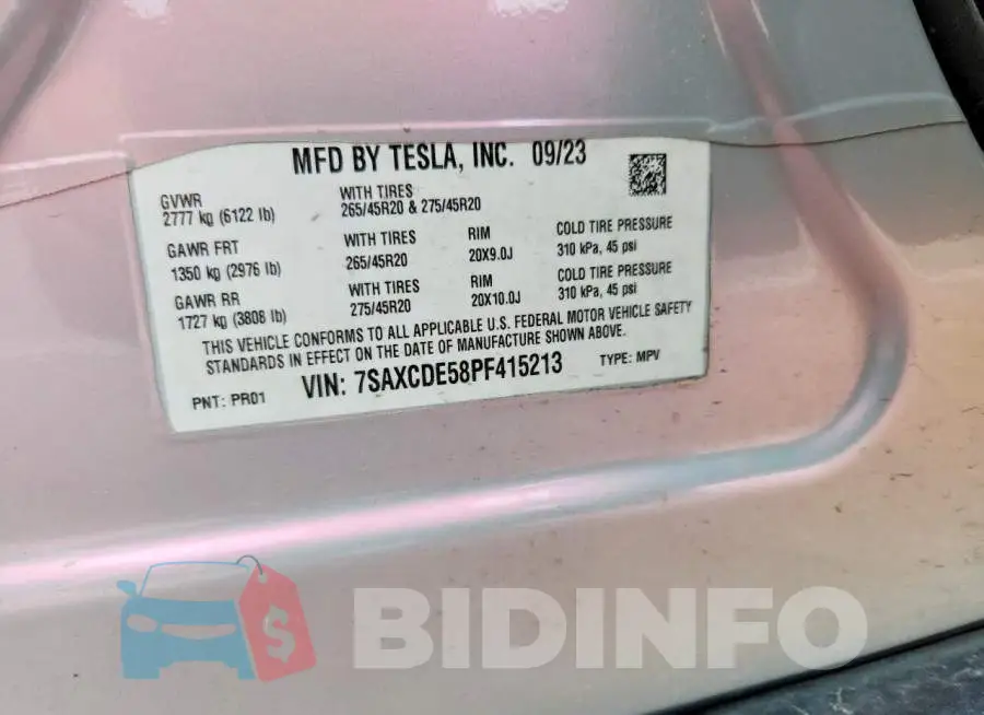 7SAXCDE58PF415213 Photo# 13