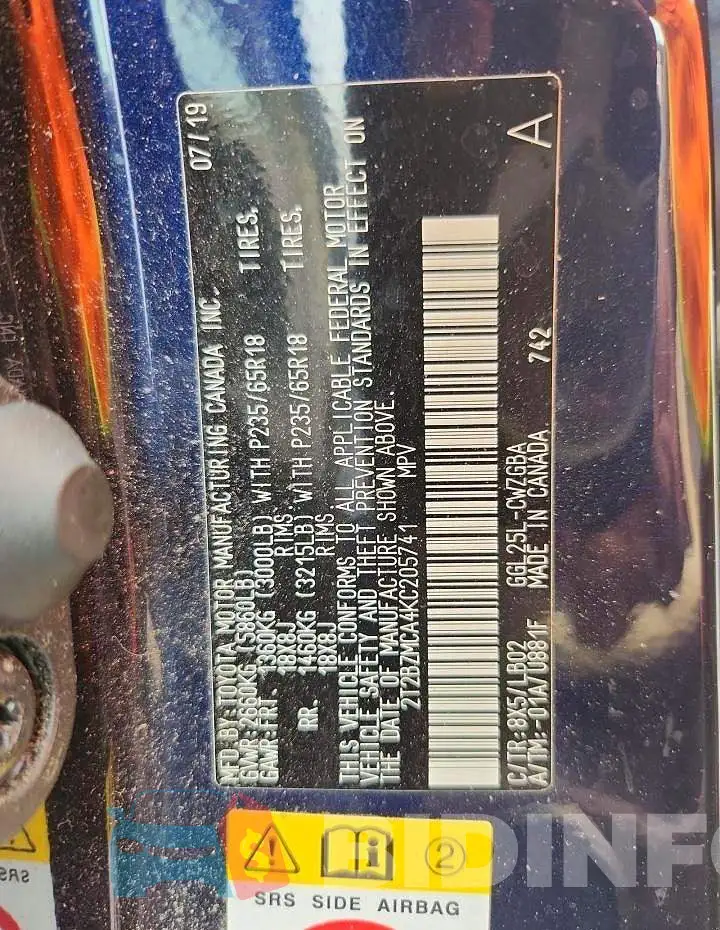 2T2BZMCA4KC205741 Photo# 11