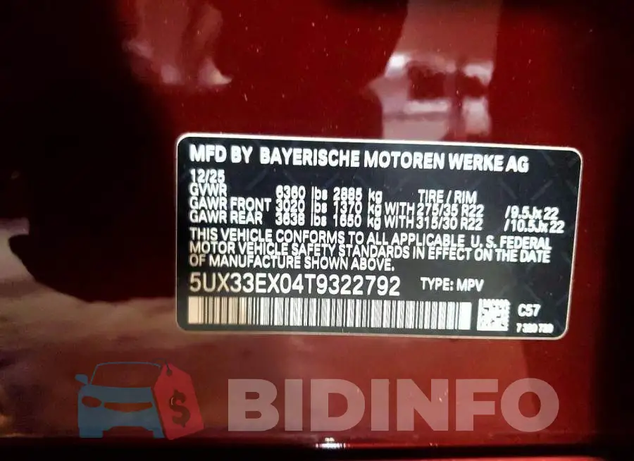 5UX33EX04T9322792 Photo# 14