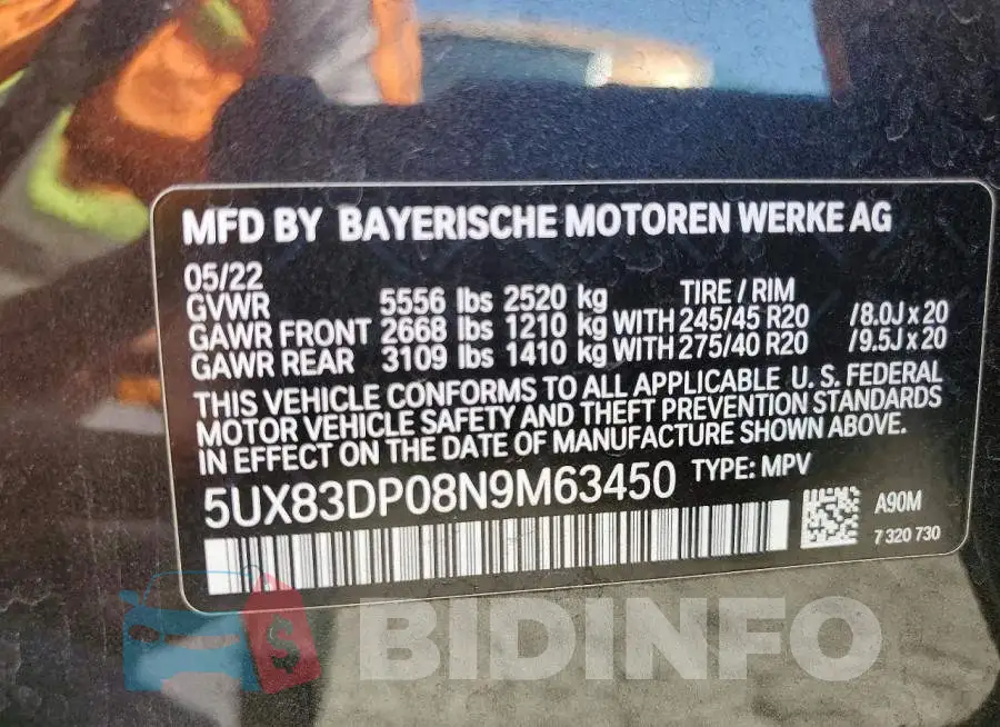 5UX83DP08N9M63450 Photo# 14