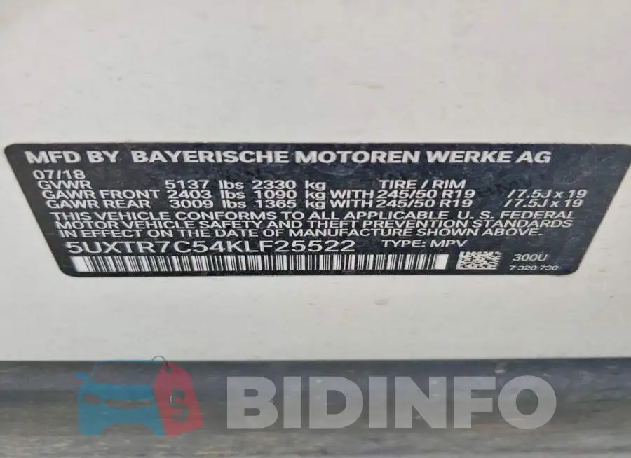5UXTR7C54KLF25522 Photo# 13