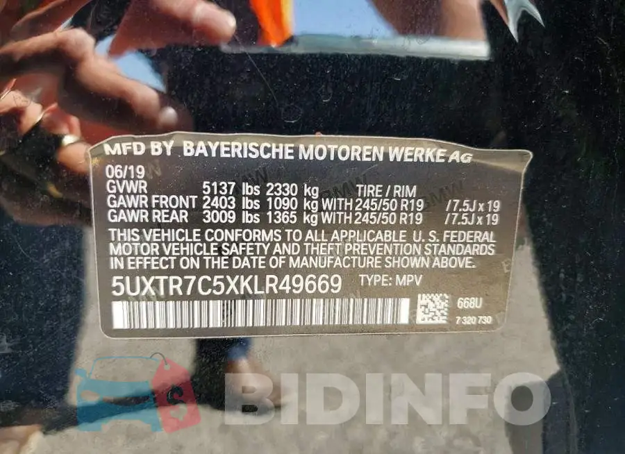 5UXTR7C5XKLR49669 Photo# 13