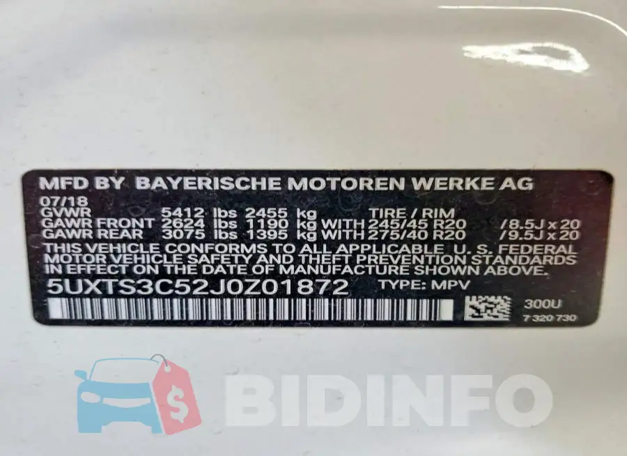 5UXTS3C52J0Z01872 Photo# 13