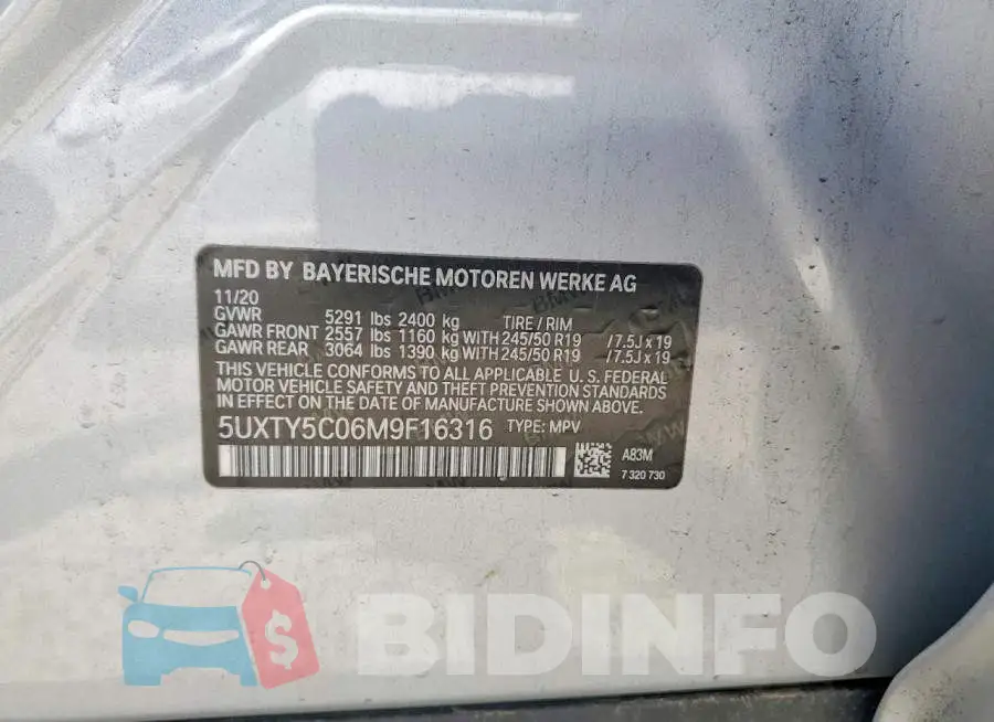 5UXTY5C06M9F16316 Photo# 14