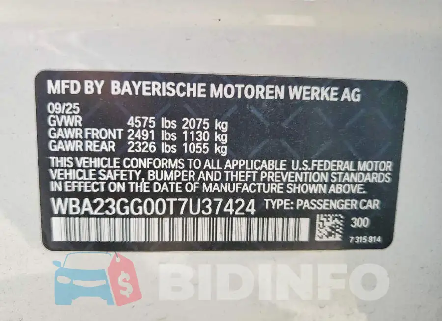 WBA23GG00T7U37424 Photo# 13