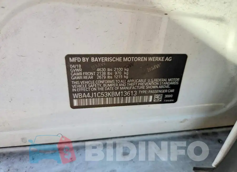 WBA4J1C53KBM13613 Photo# 12